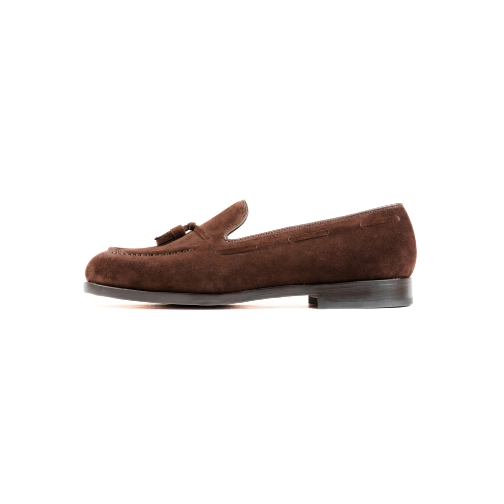 Tassel Loafer in Chocolate Suede