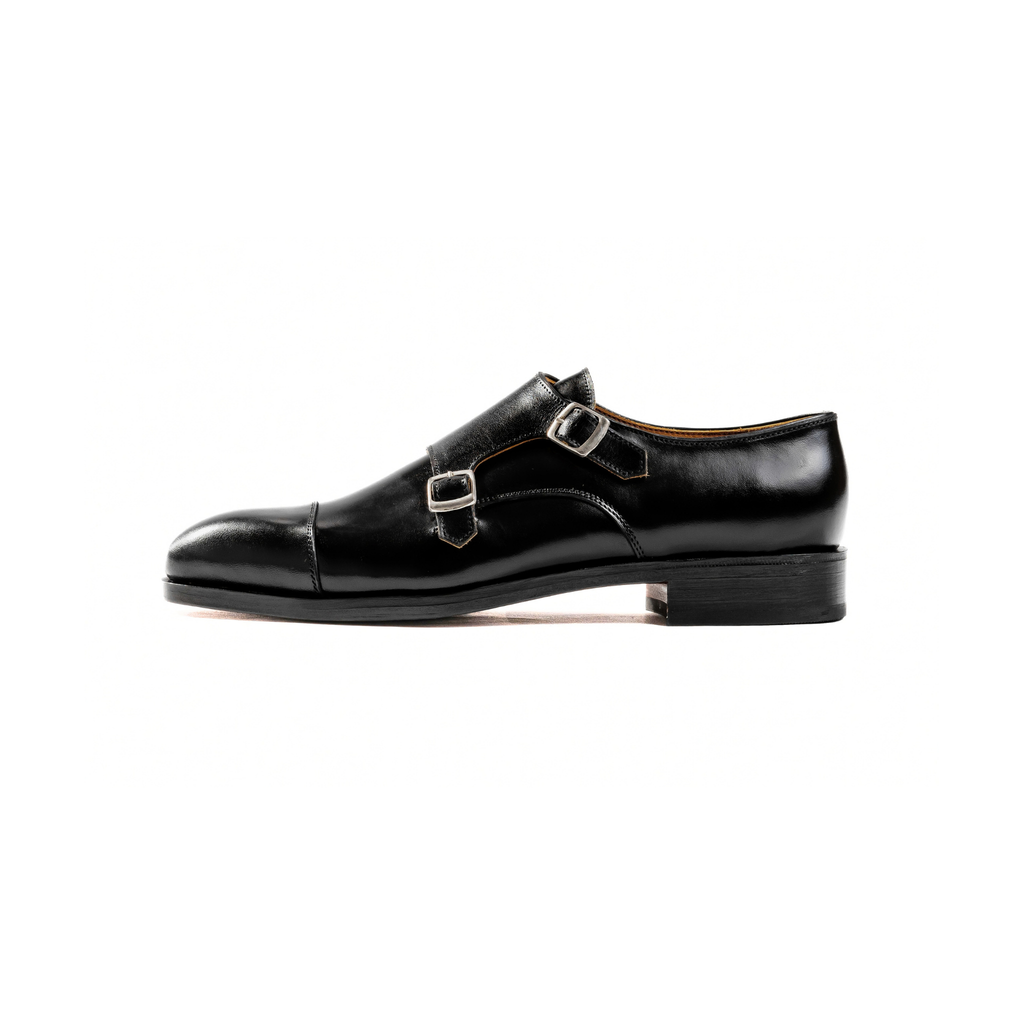 Double Monkstrap in Black Calf