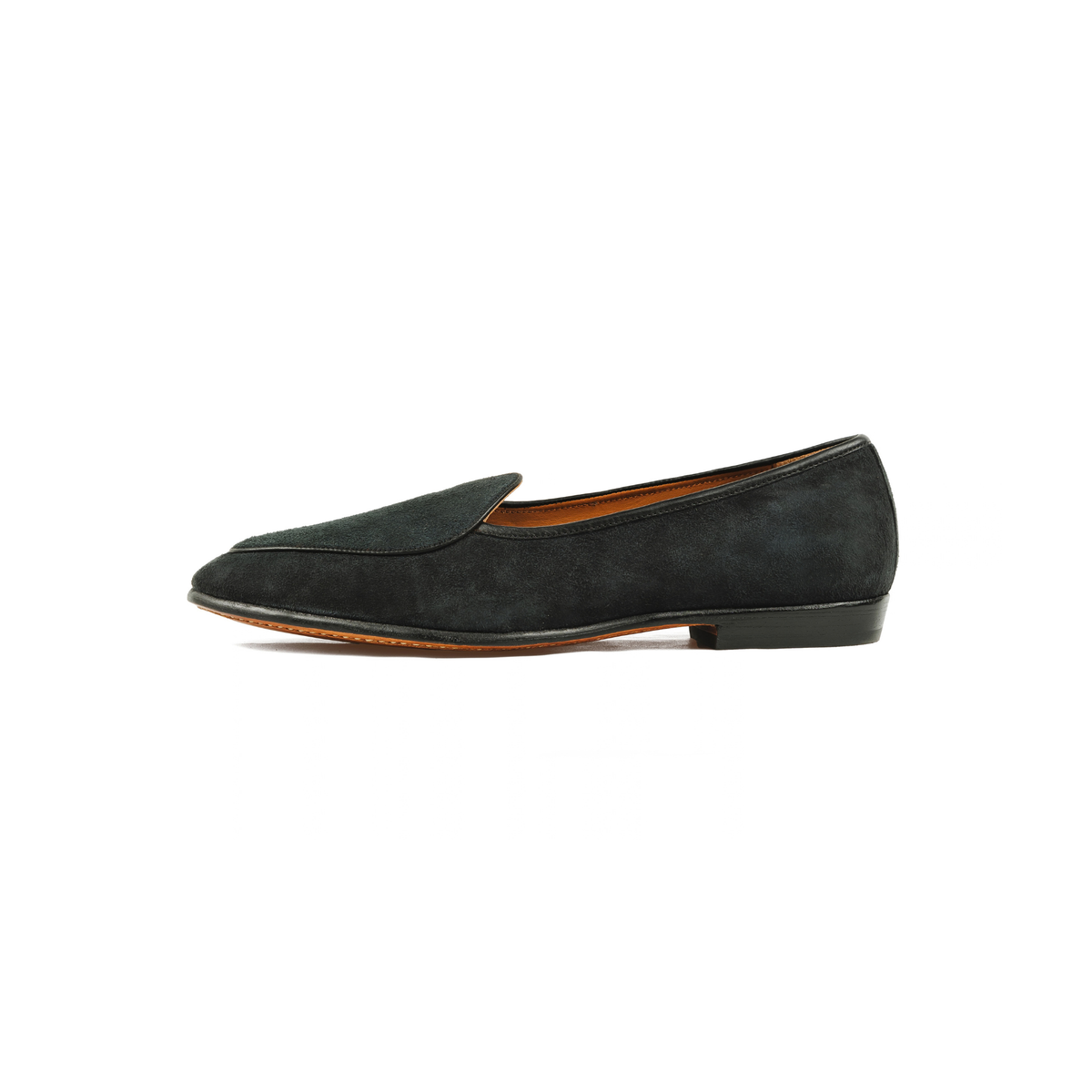 Belgian Loafer in Black Reverse Deerskin