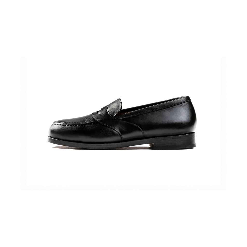 Full Strap Loafer in Black Calf