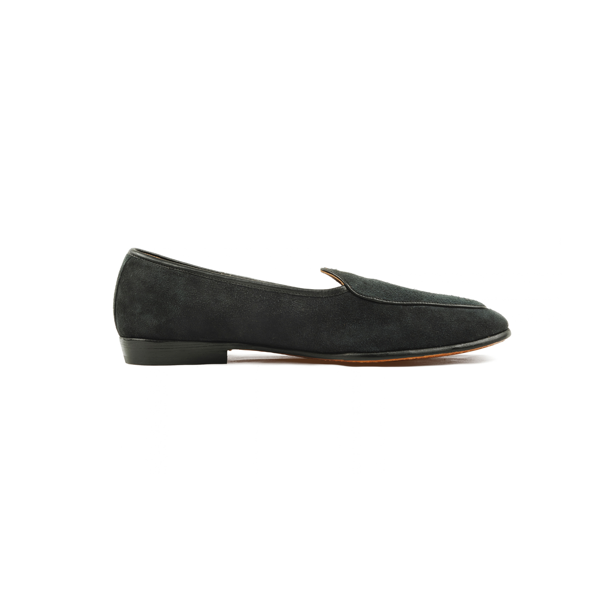 Belgian Loafer in Black Reverse Deerskin