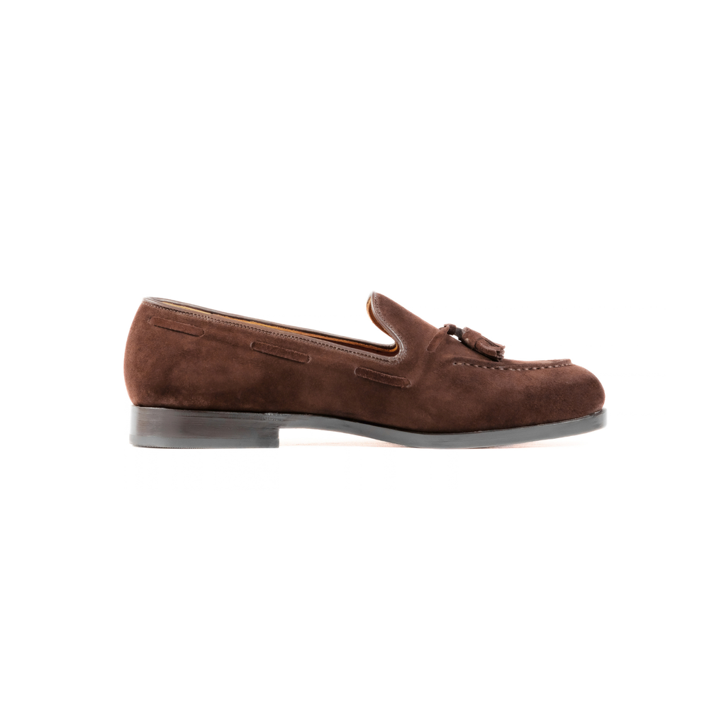 Tassel Loafer in Chocolate Suede