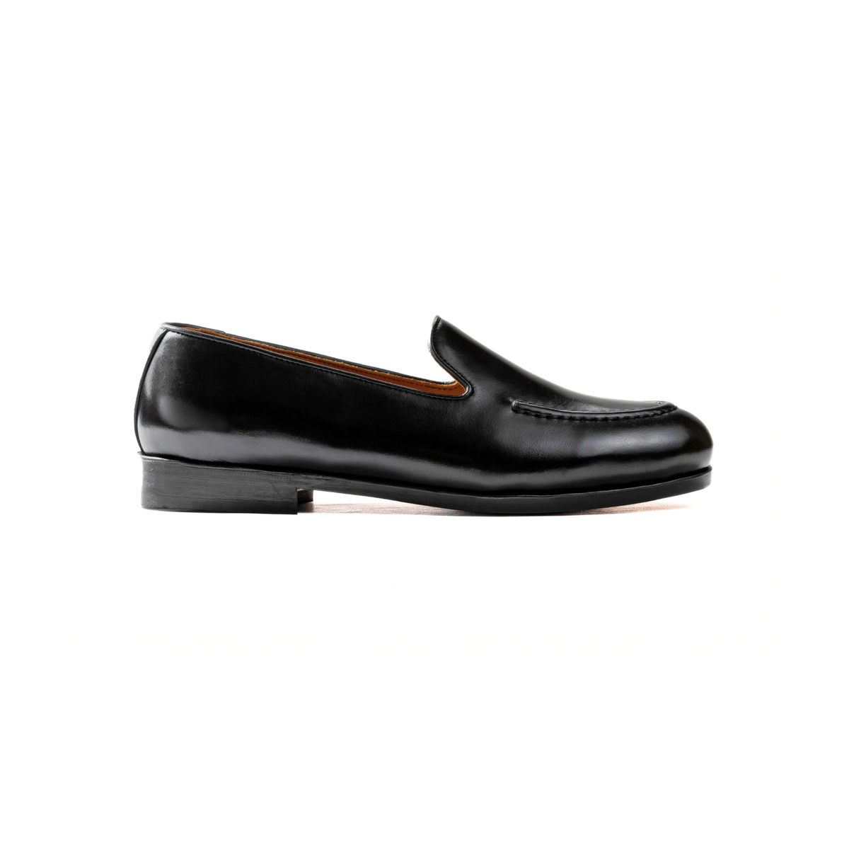 Apron Toe Loafer in Black Calf