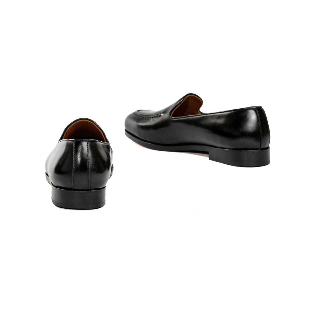 Apron Toe Loafer in Black Calf