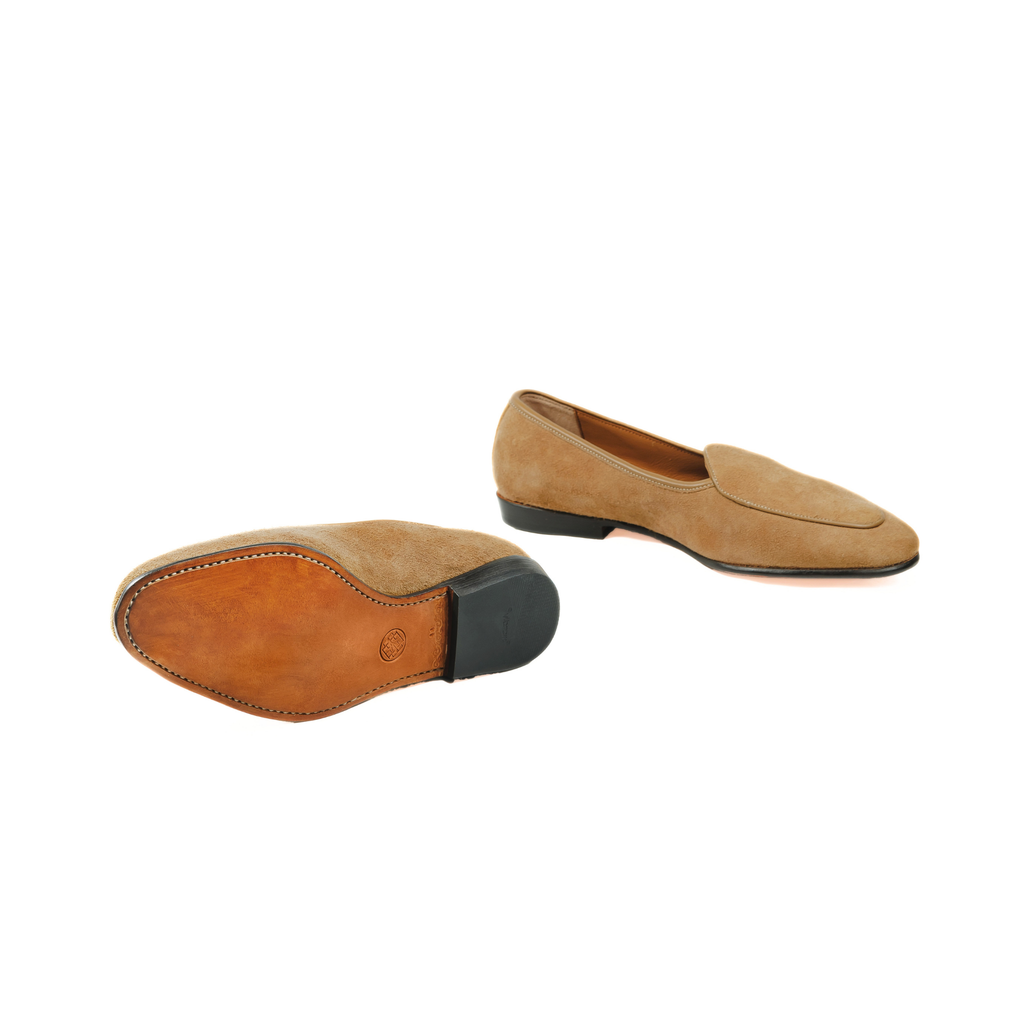 Belgian Loafer in Tan Reverse Deerskin
