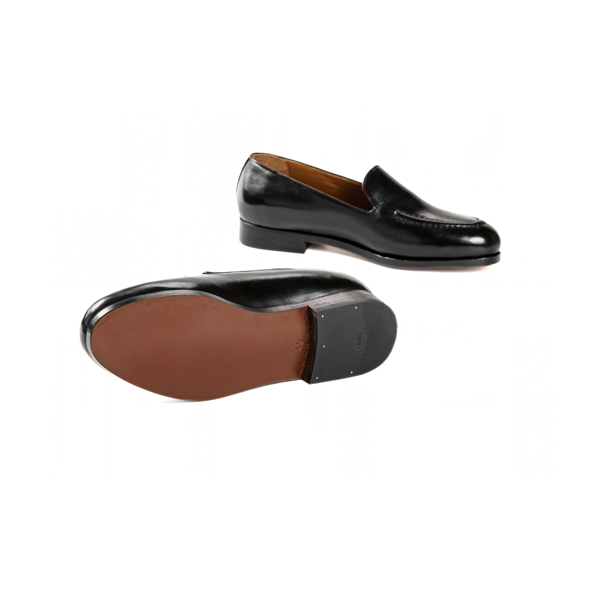 Apron Toe Loafer in Black Calf