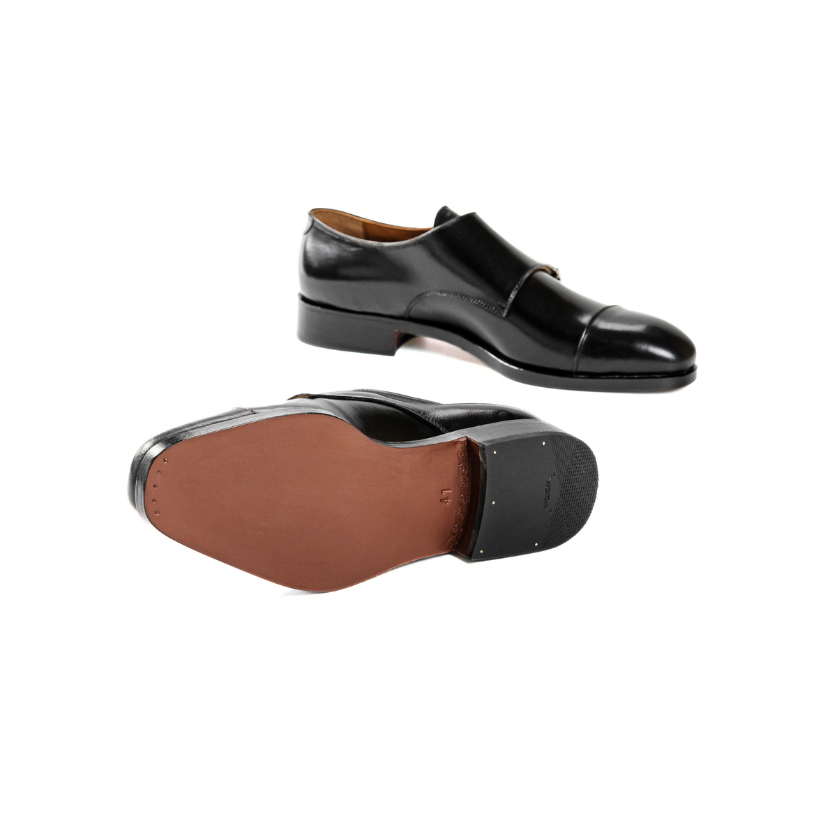 Double Monkstrap in Black Calf