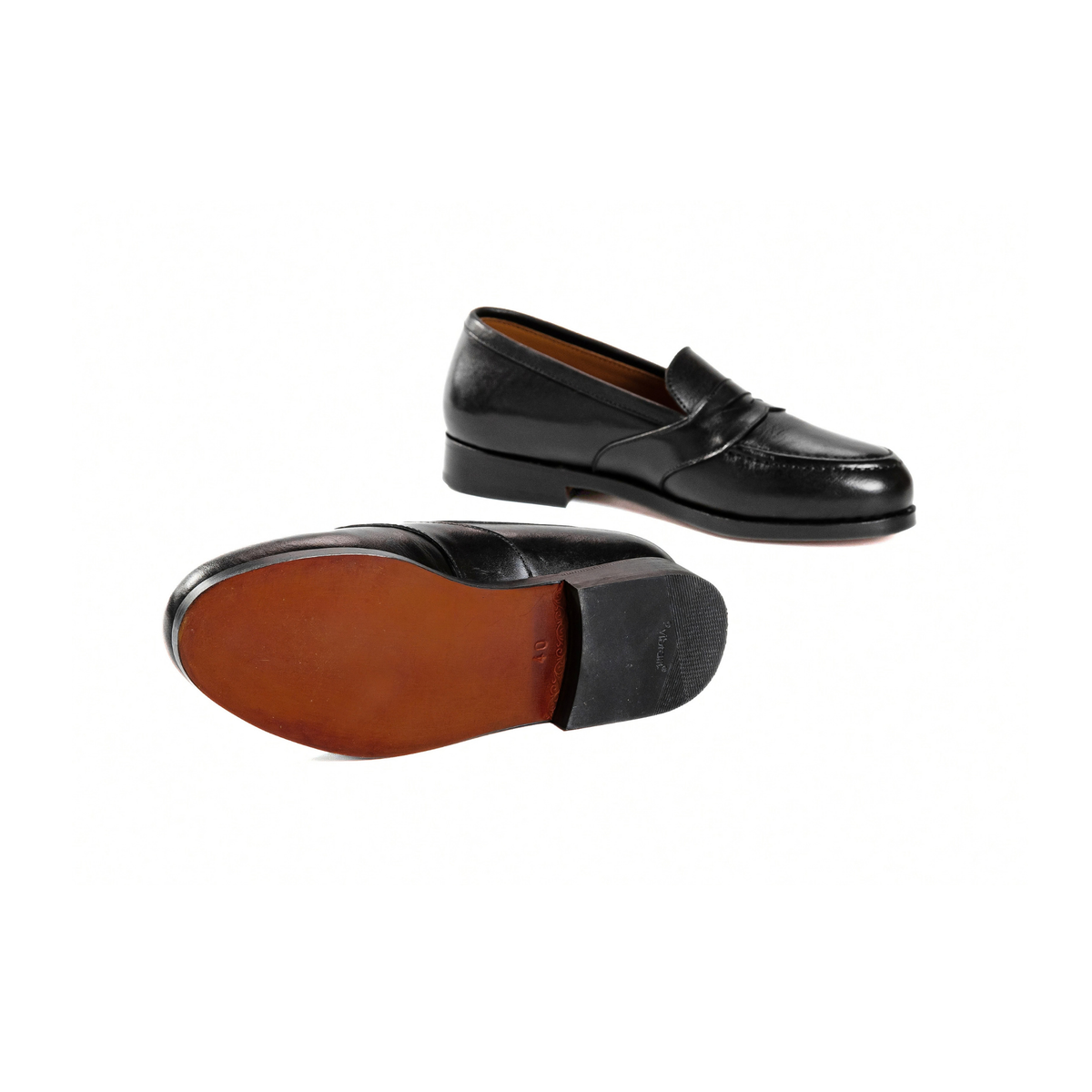 Full Strap Loafer in Black Calf