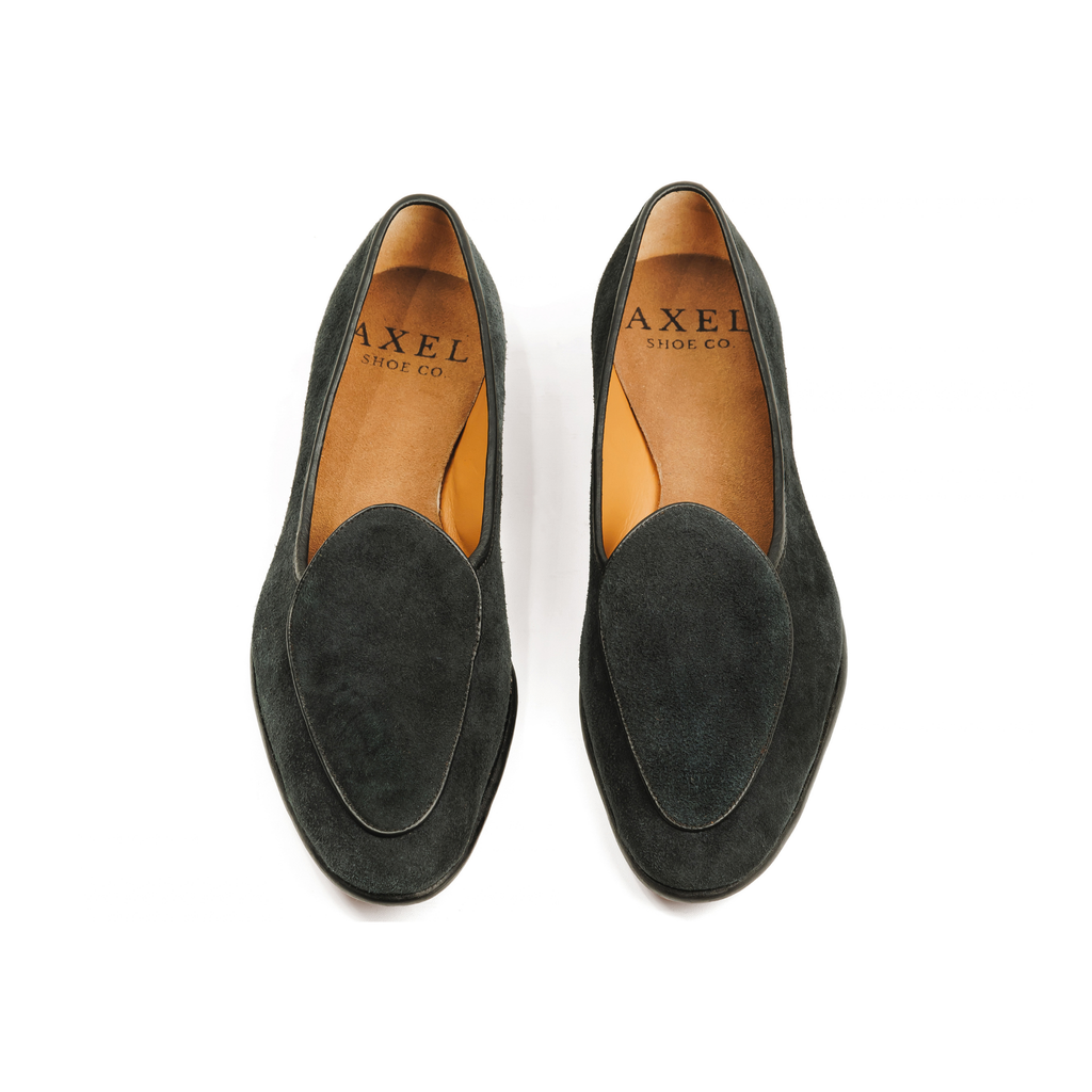 Belgian Loafer in Black Reverse Deerskin